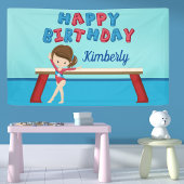 Gymnastik Girl Niedlich Custom Happy Birthday Part Banner