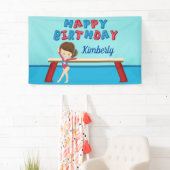 Gymnastik Girl Niedlich Custom Happy Birthday Part Banner (Insitu)