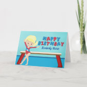 Gymnastik Girl Niedlich Gymnast Personalisiert Geb Karte (Vorderseite)