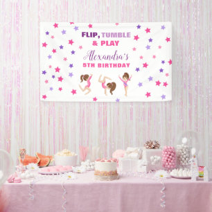 Gymnastik Girl Stars Geburtstagsparty Banner