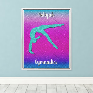Gymnastik Girl Turquoise Magenta Ombre Leinwanddruck