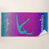 Gymnastik Girl Turquoise Magenta Ombre Strandtuch (Vorderseite)