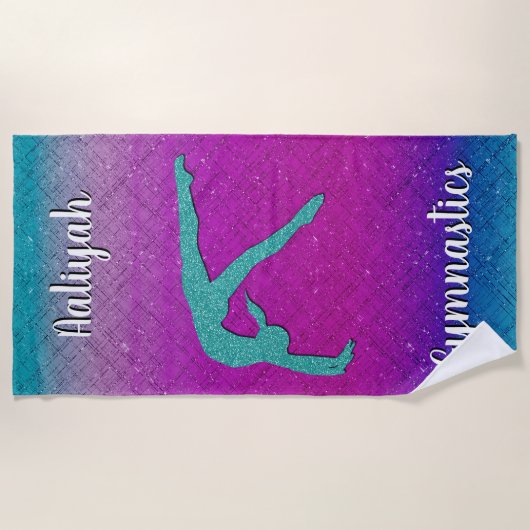 Gymnastik Girl Turquoise Magenta Ombre Strandtuch (Vorderseite)
