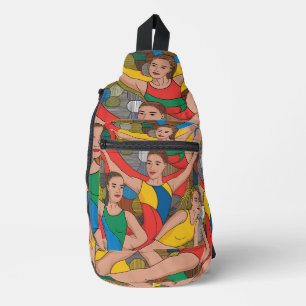 Gymnastik Girls Acro Dancers buntes Muster Crossbody Bag