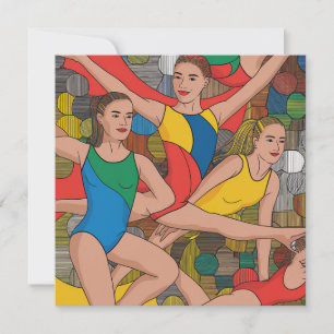 Gymnastik Girls Acro Dancers buntes Muster Einladung