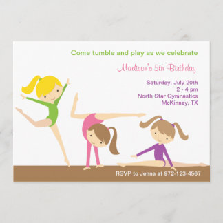 Gymnastik Girls Geburtstagsparty Einladung