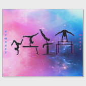 Gymnastik Girls Pink & Blue Wrapping Paper Geschenkpapier (Flach)