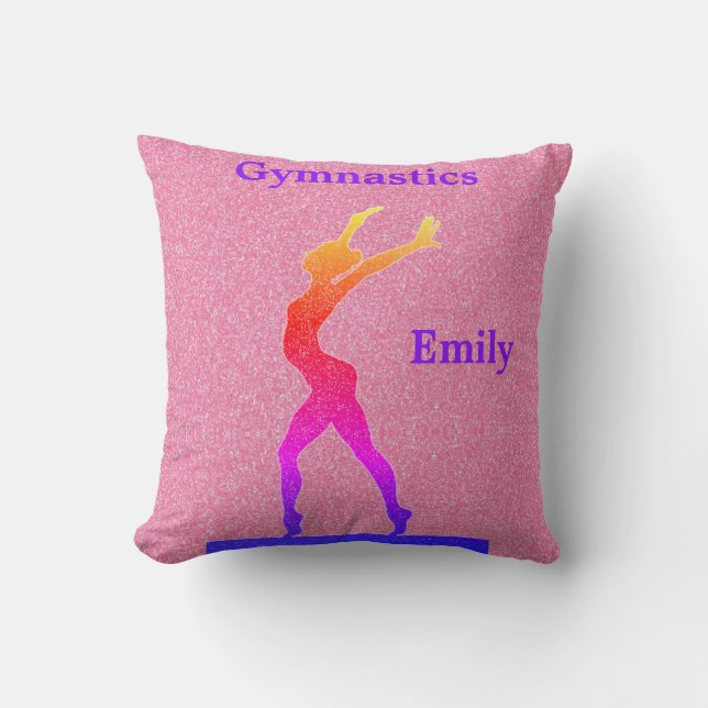 Gymnastik Girls Pink Glitzer Kissen (Vorderseite)