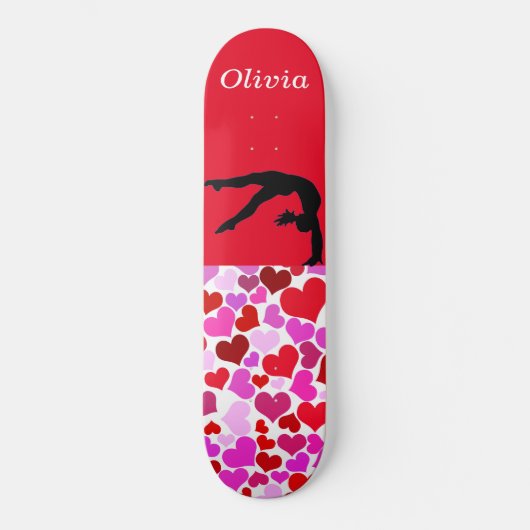 Gymnastik Girls Valentine's Hearts Skateboard (Vorderseite)
