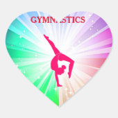 Gymnastik glänzt ovale Aufkleber. Herz-Aufkleber (Vorderseite)