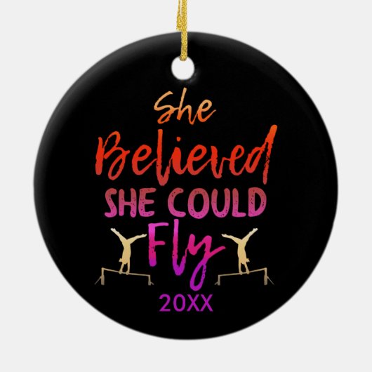 Gymnastik - glaubt, sie könne fliegen keramik ornament (Hinten)