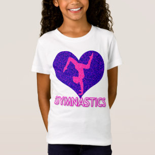 Gymnastik Glitzer Heart Girls T - Shirt