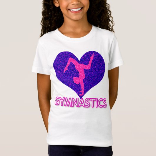 Gymnastik Glitzer Heart Girls T - Shirt (Vorderseite)