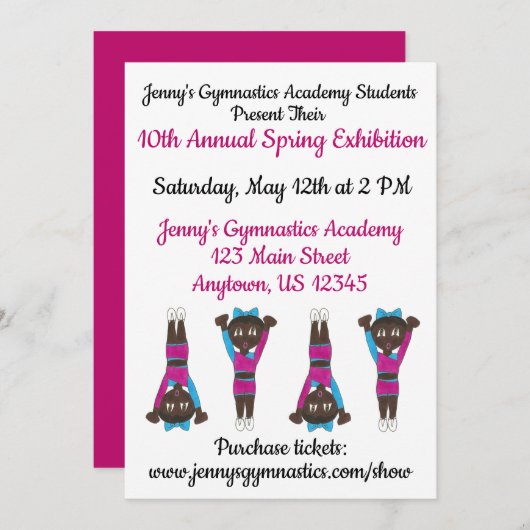 Gymnastik Gym Academy Ausstellung Wettbewerb Einladung (Vorne/Hinten)