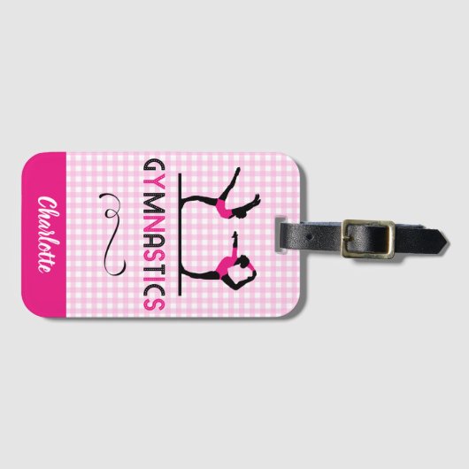 Gymnastik Gymnast Figuren Niedlich Rosa Personalis Gepäckanhänger (Vorderseite (Horizontal))