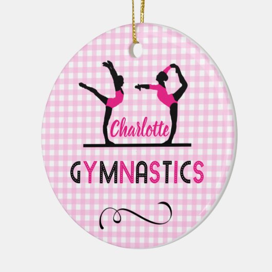 Gymnastik Gymnast Figuren Niedlich Rosa Personalis Keramik Ornament (Links)
