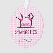 Gymnastik Gymnast Figuren Niedlich Rosa Personalis Ornament (Vorderseite)