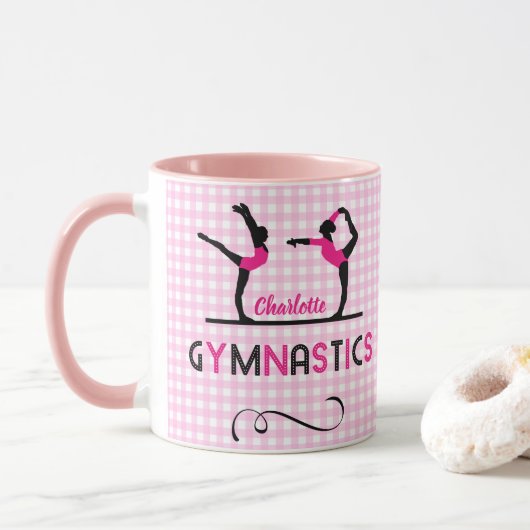 Gymnastik Gymnast Figuren Niedlich Rosa Personalis Tasse (Mit Donut)