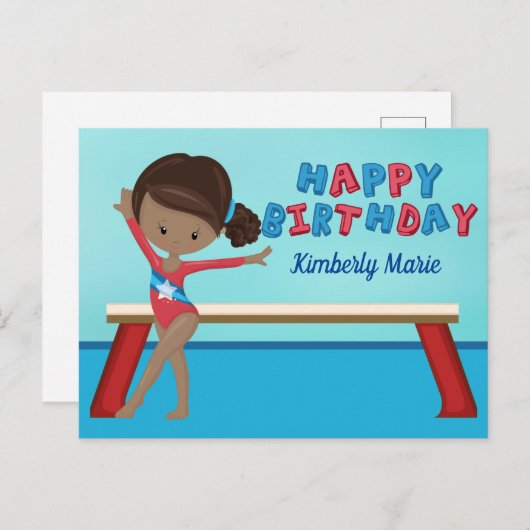 Gymnastik-Gymnastik-Geburtstag Postkarte (Vorne/Hinten)