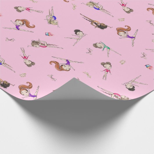 Gymnastik Gymnastik Pink Lila Rainbow Muster Wrap Geschenkpapier (Ecke)