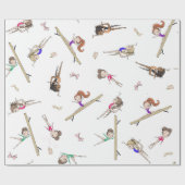 Gymnastik Gymnastik Pink Lila Regenbogenmuster Geschenkpapier (Flach)