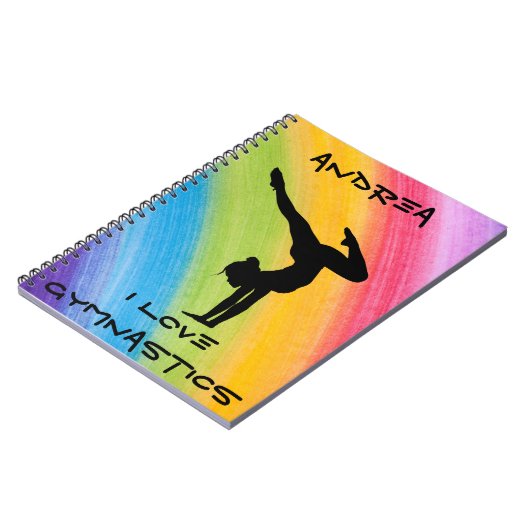 Gymnastik Handstand Rainbow Funky Sketch Schriftar Notizblock (Linke Seite)