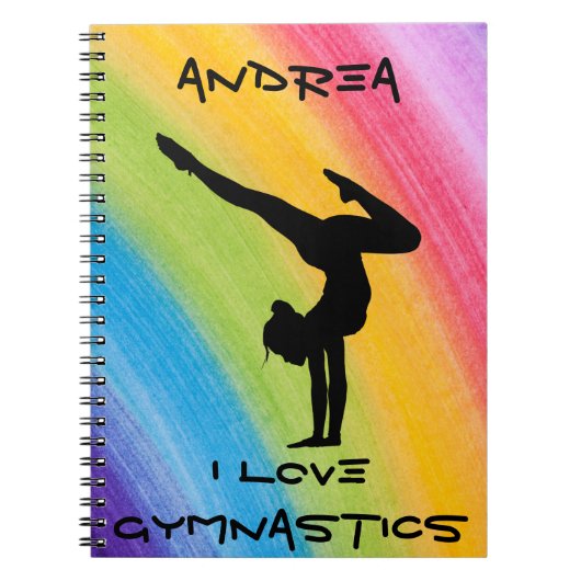 Gymnastik Handstand Rainbow Funky Sketch Schriftar Notizblock (Vorderseite)