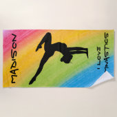 Gymnastik Handstand Rainbow Funky Sketch Schriftar Strandtuch (Vorderseite)
