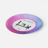 Gymnastik "Happy Birthday" Balance Beam Pappteller (Schrägansicht)