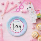 Gymnastik "Happy Birthday" Balance Beam Pappteller (Party)