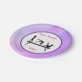 Gymnastik "Happy Birthday" Balance Beam Pappteller (Schrägansicht)