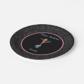 Gymnastik "Happy Birthday" Black Sparkle Pappteller (Schrägansicht)