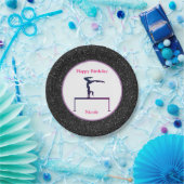 Gymnastik "Happy Birthday" Black Sparkle Pappteller (Party)