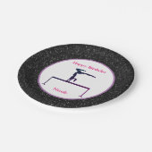Gymnastik "Happy Birthday" Black Sparkle Pappteller (Schrägansicht)