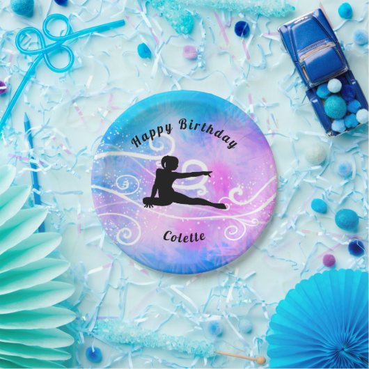 Gymnastik Happy Birthday Custom Swirl Papierplatte Pappteller (Party)