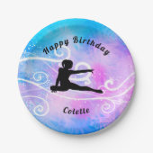 Gymnastik Happy Birthday Custom Swirl Papierplatte Pappteller (Vorderseite)