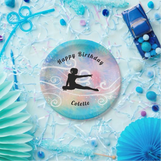Gymnastik Happy Birthday Custom Swirl Papierplatte Pappteller (Party)