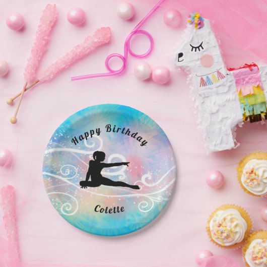 Gymnastik Happy Birthday Custom Swirl Papierplatte Pappteller (Party)