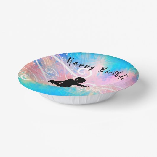 Gymnastik Happy Birthday Custom Swirl Pappteller (Gewinkelt)