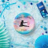 Gymnastik Happy Birthday Custom Swirl Pappteller (Party)