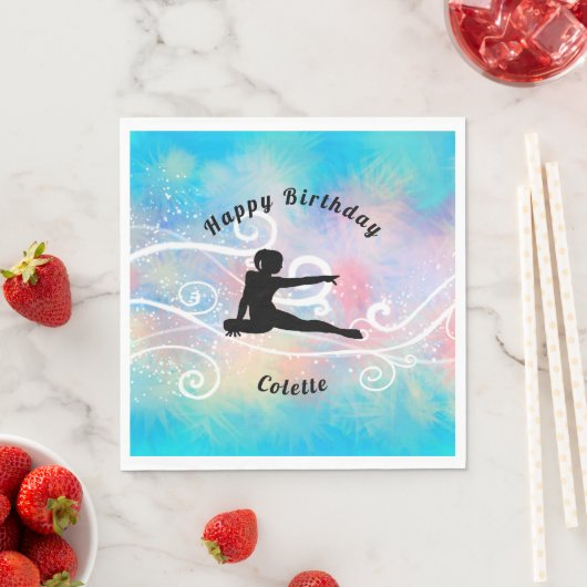 Gymnastik Happy Birthday Custom Swirl Serviette (Beispiel)