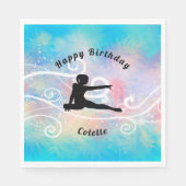 Gymnastik Happy Birthday Custom Swirl Serviette (Vorderseite)