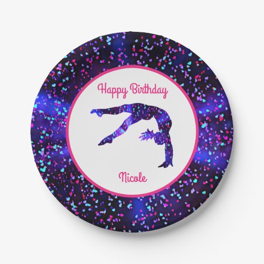 Gymnastik "Happy Birthday" Handspring Herzen Pappteller (Vorderseite)