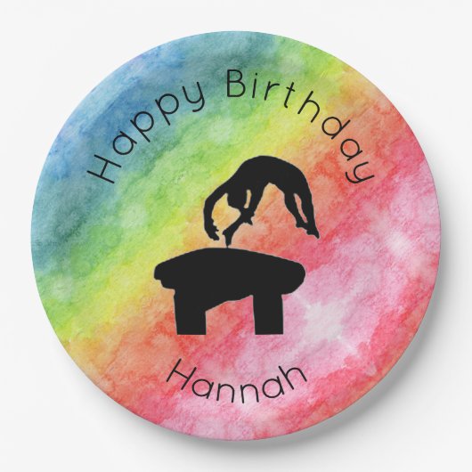 Gymnastik "Happy Birthday" Party Papierplatte Pappteller (Vorderseite)