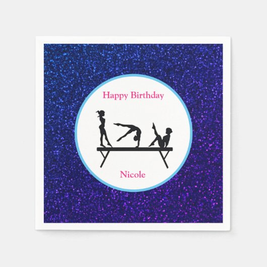 Gymnastik "Happy Birthday" Royal Sparkle Napkins Serviette (Vorderseite)
