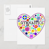 Gymnastik Herz mit Blume Postkarte (Vorne/Hinten)