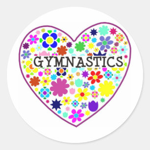 Gymnastik-Herz mit Blumen Runder Aufkleber