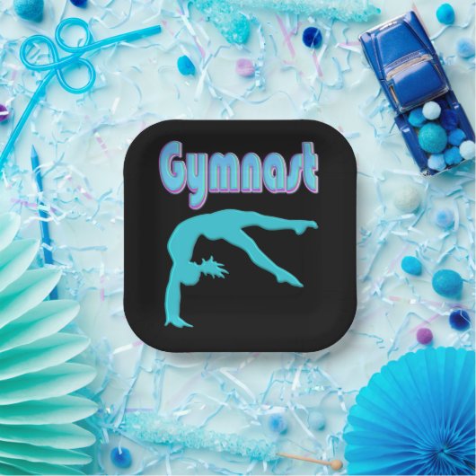 Gymnastik Hinterhand Ausstieg Aquamarin Pappteller (Party)