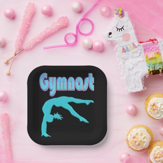 Gymnastik Hinterhand Ausstieg Aquamarin Pappteller (Party)