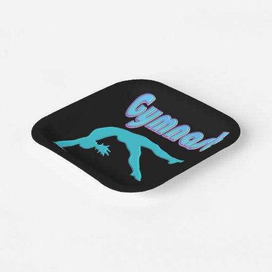 Gymnastik Hinterhand Ausstieg Aquamarin Pappteller (Gewinkelt)